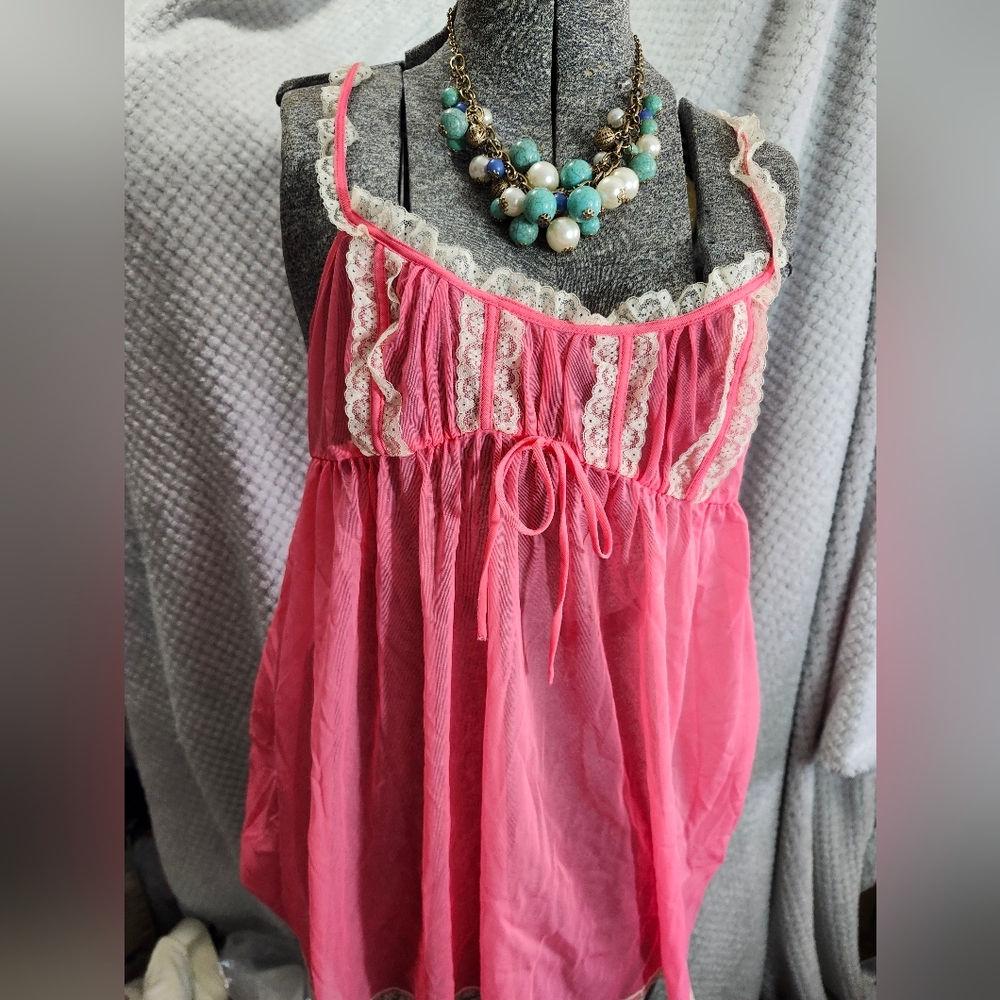 Victoria's Secret Pink Sheer Lace Chemise